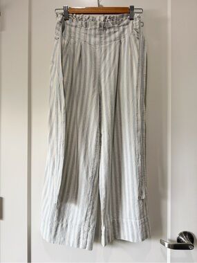Madewell Tie-Waist Huston Pull-On Crop Pants in stripe size S